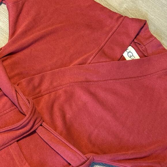 UGG Women’s Burgundy Lounge Robe Size Small Cozy Cotton Blend Belted Wrap - Picture 1 of 13